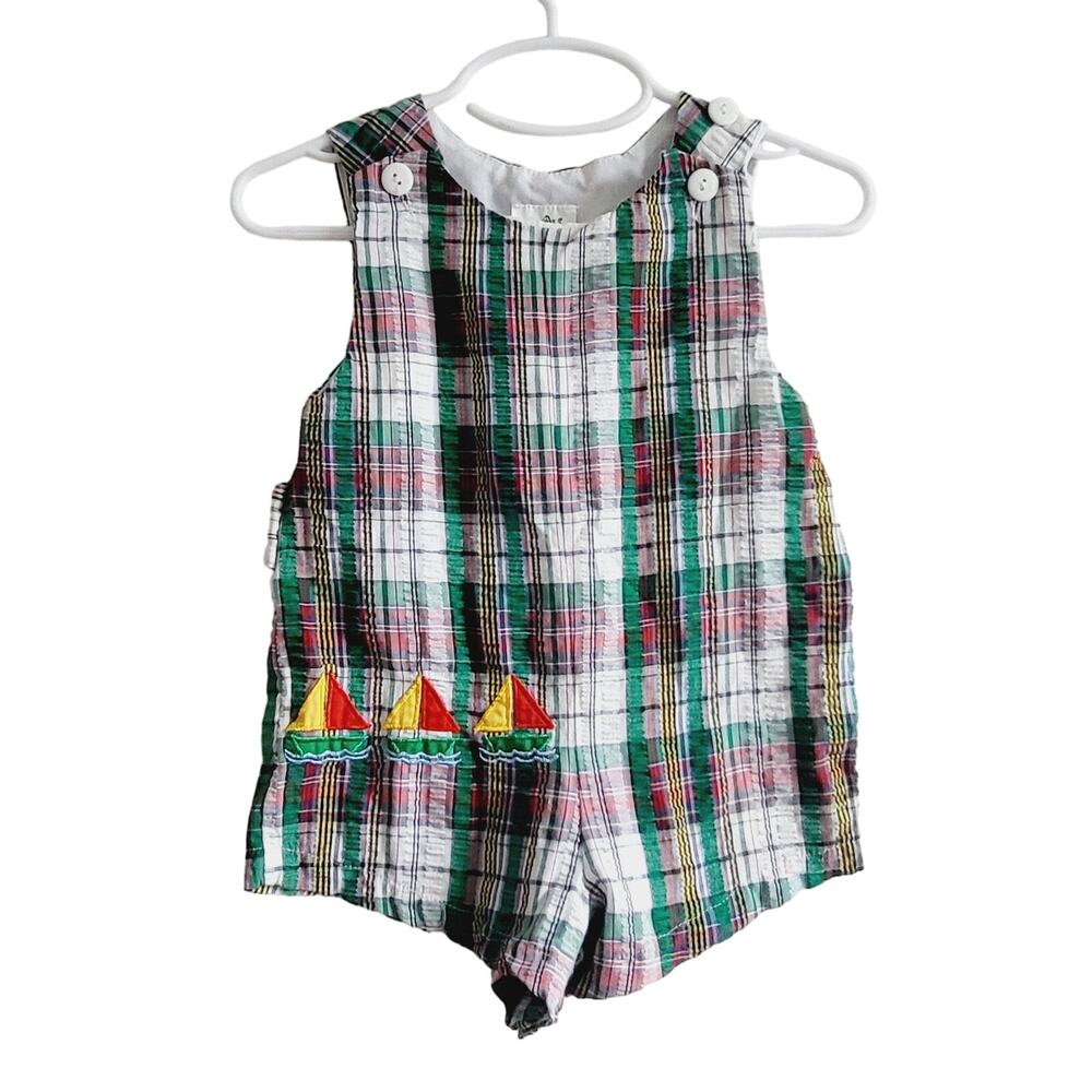 Sailboat plaid romper size 3-6M